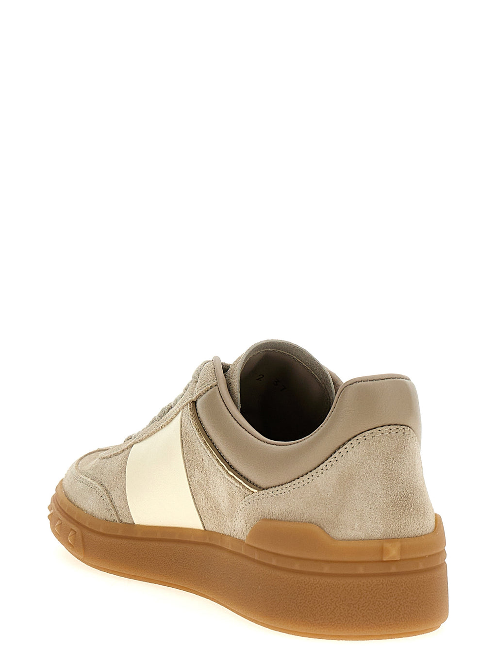 Beige Kalbsleder Low-Top-Sneaker
