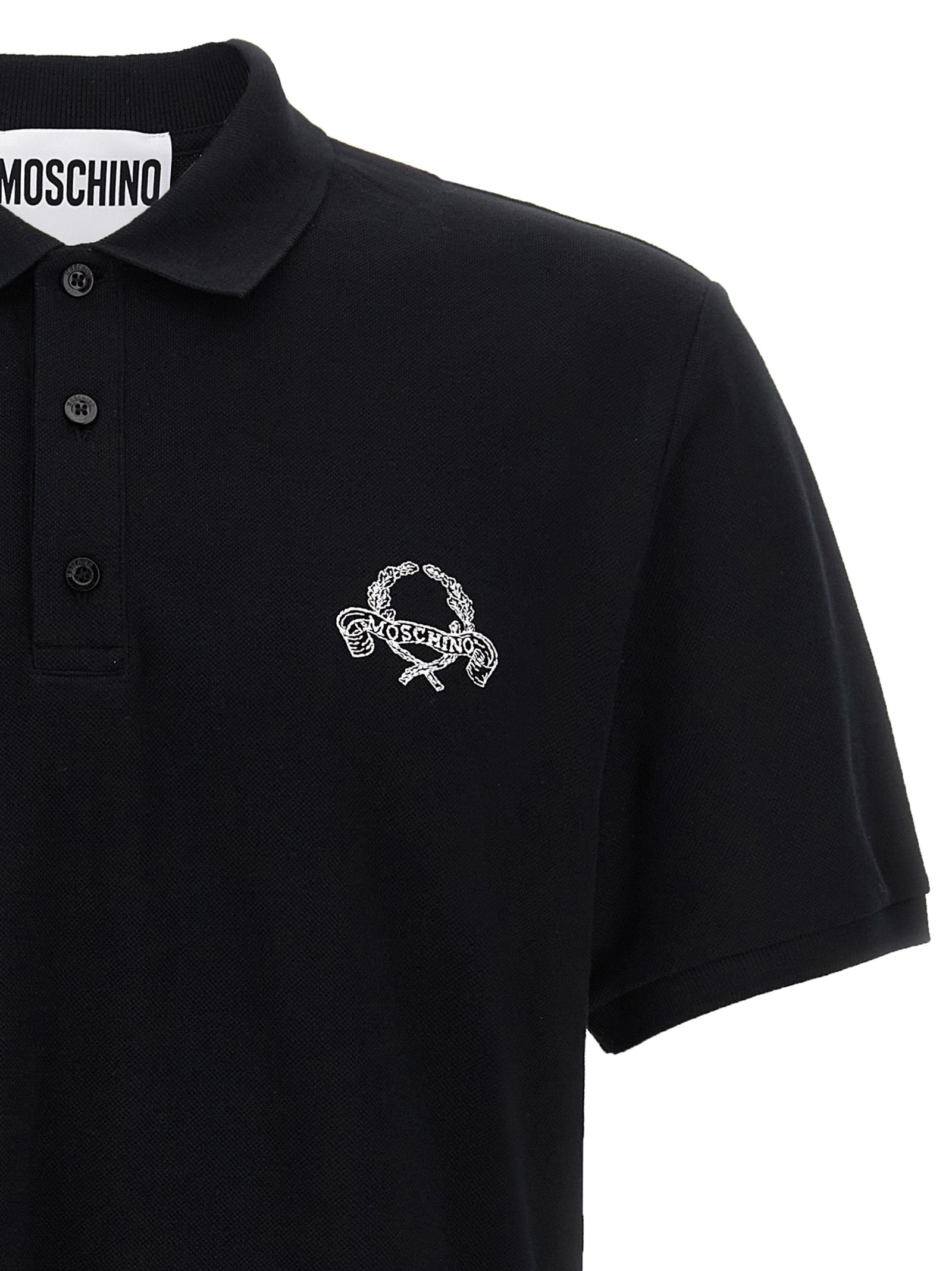 Schwarzes Baumwoll-Poloshirt