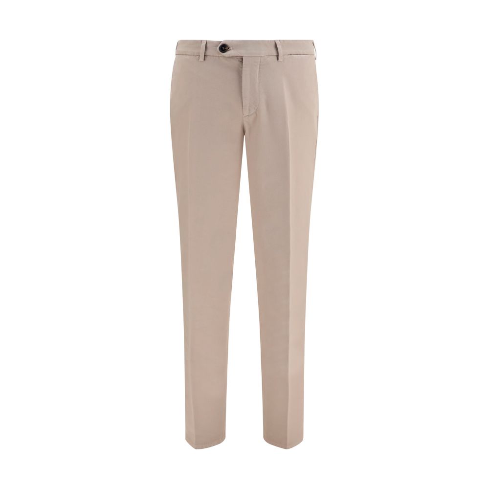 Beige Cotton Casual Pants
