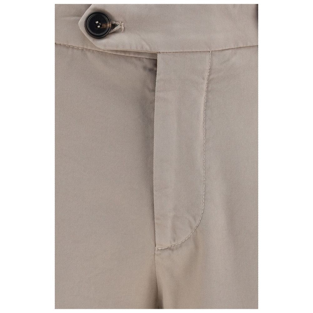 Beige Cotton Casual Pants