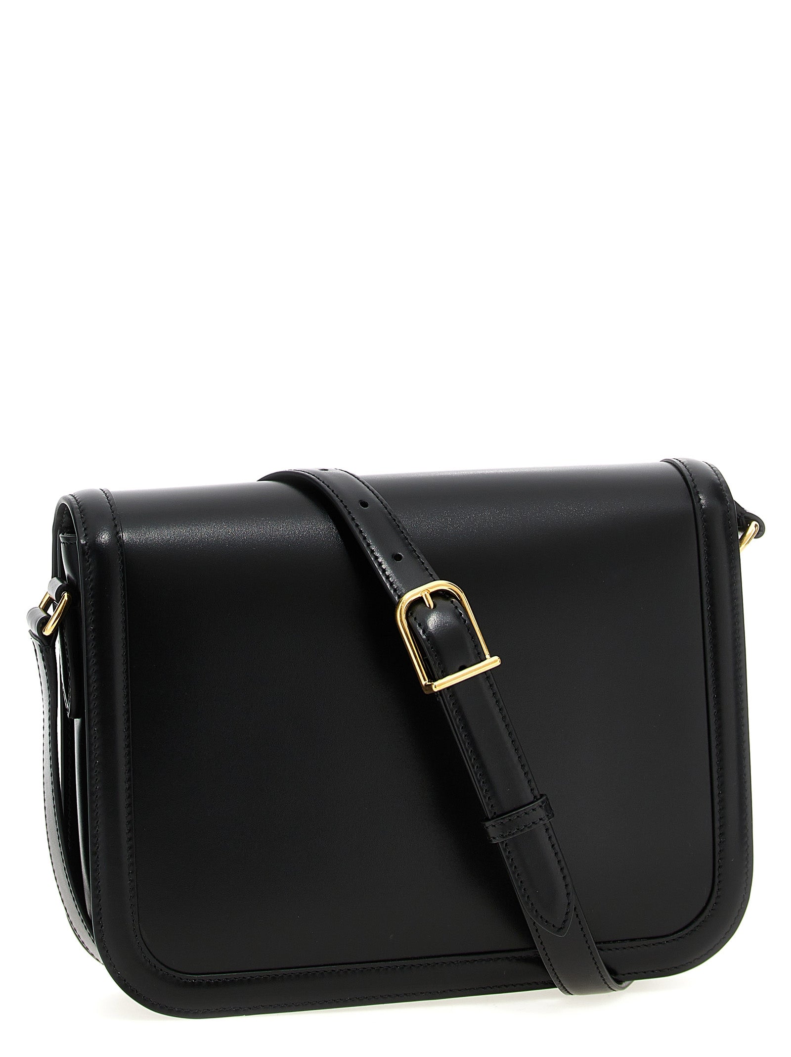 Schwarze Kalbsleder-Schultertasche
