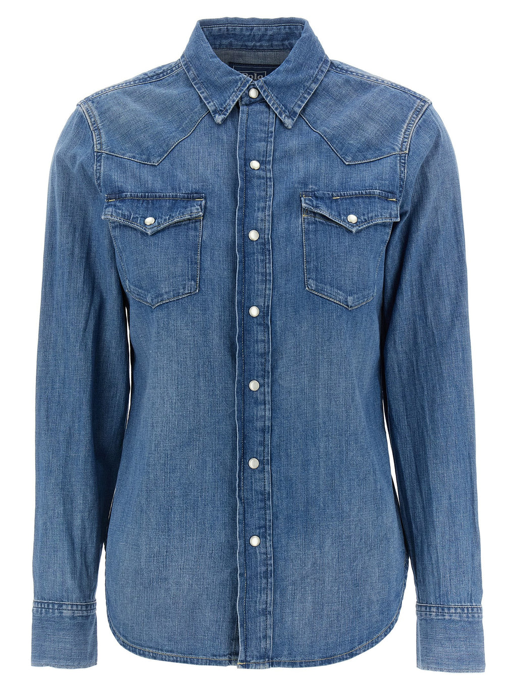 Blaue Baumwollbluse