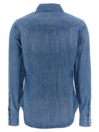Blaue Baumwollbluse