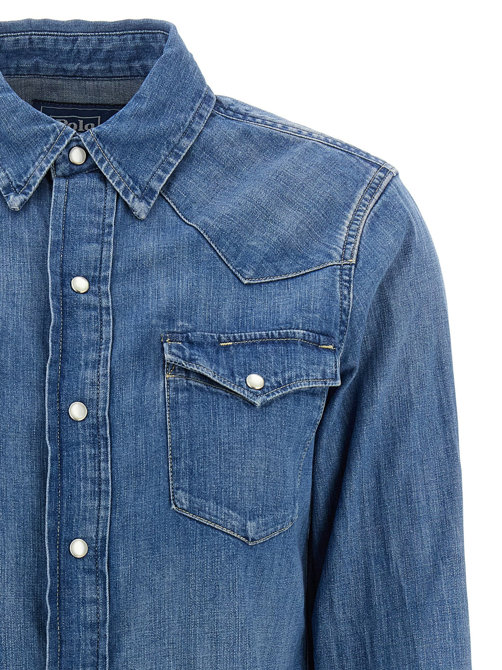 Blaue Baumwollbluse