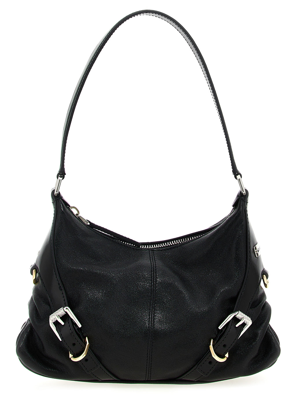 Schwarze Lammleder-Schultertasche