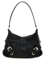 Schwarze Lammleder-Schultertasche