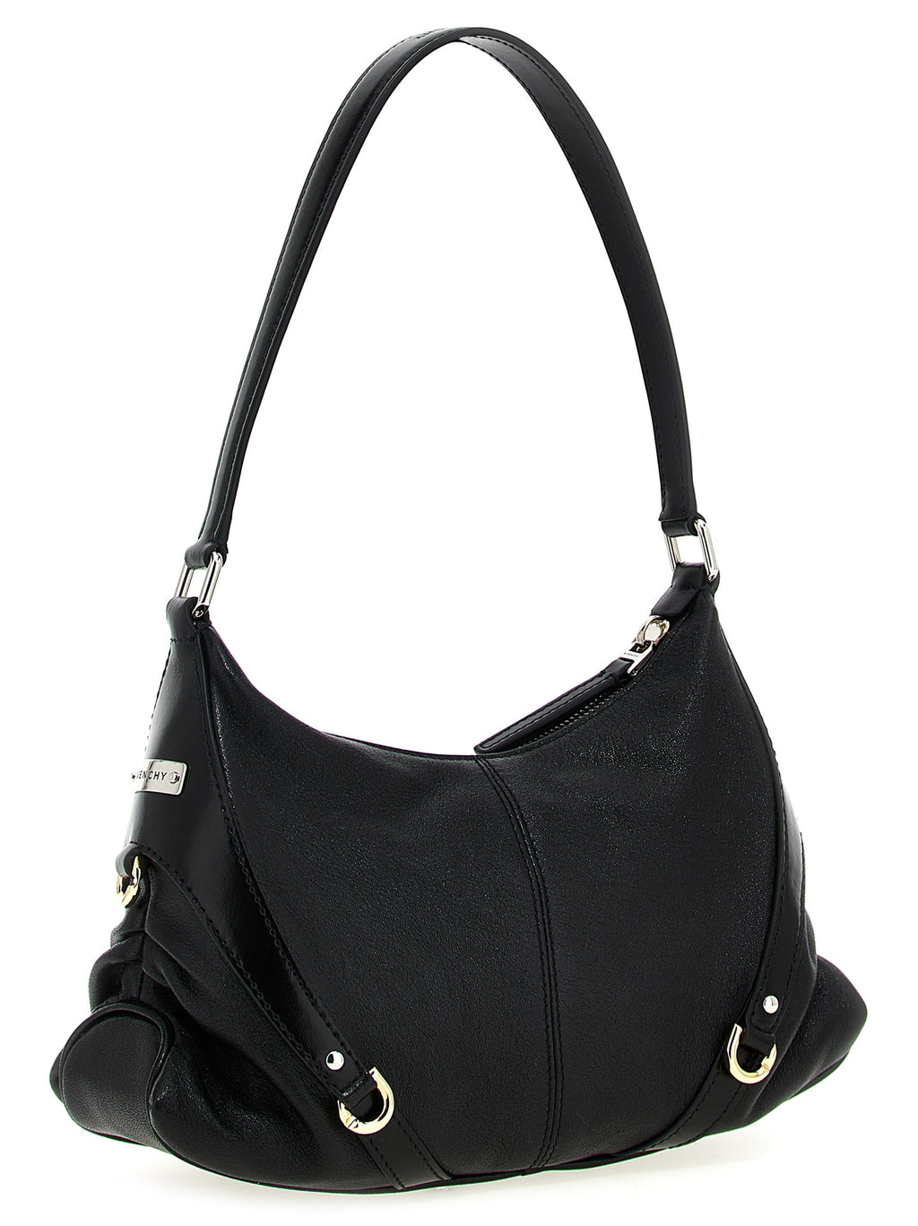 Schwarze Lammleder-Schultertasche