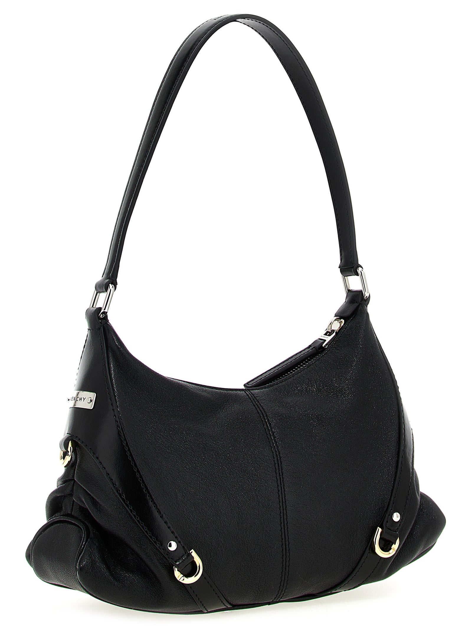 Schwarze Lammleder-Schultertasche