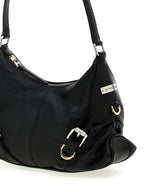 Schwarze Lammleder-Schultertasche