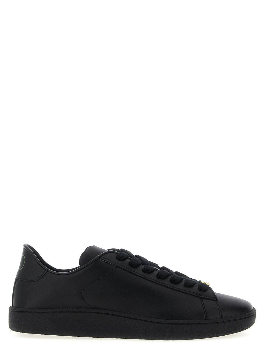 Schwarze Kalbsleder Low-Top-Sneaker