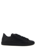 Schwarze Kalbsleder Low-Top-Sneaker