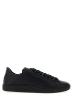 Schwarze Kalbsleder Low-Top-Sneaker