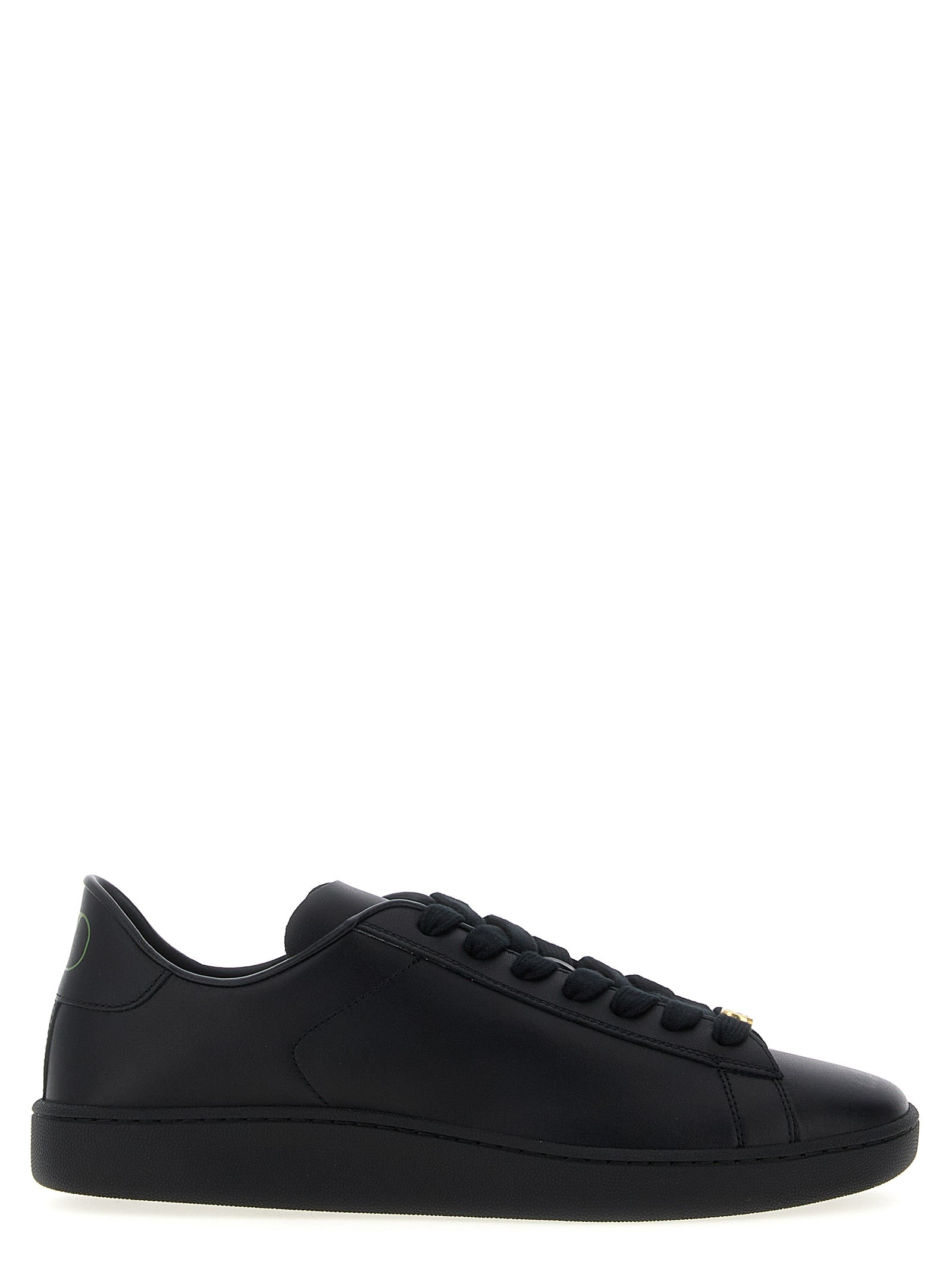 Schwarze Kalbsleder Low-Top-Sneaker