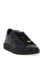 Schwarze Kalbsleder Low-Top-Sneaker