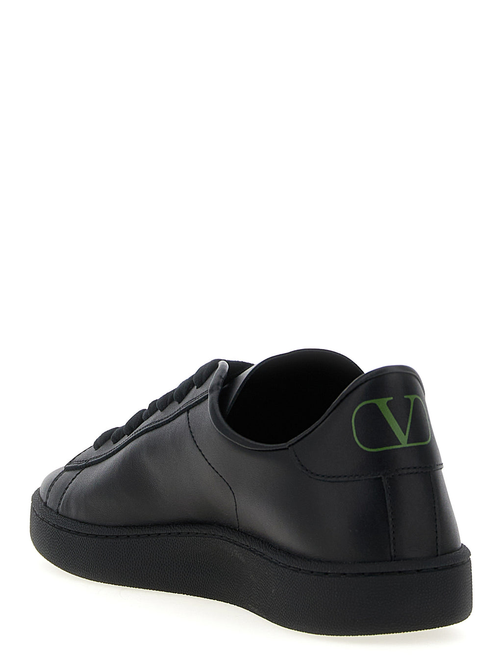 Schwarze Kalbsleder Low-Top-Sneaker