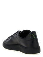 Schwarze Kalbsleder Low-Top-Sneaker
