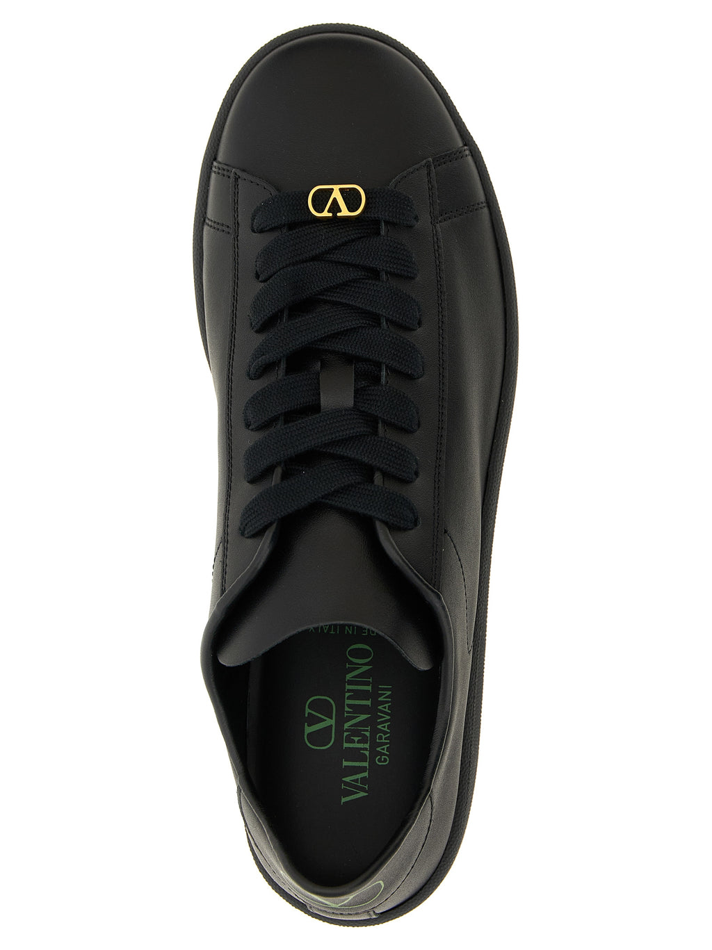Schwarze Kalbsleder Low-Top-Sneaker