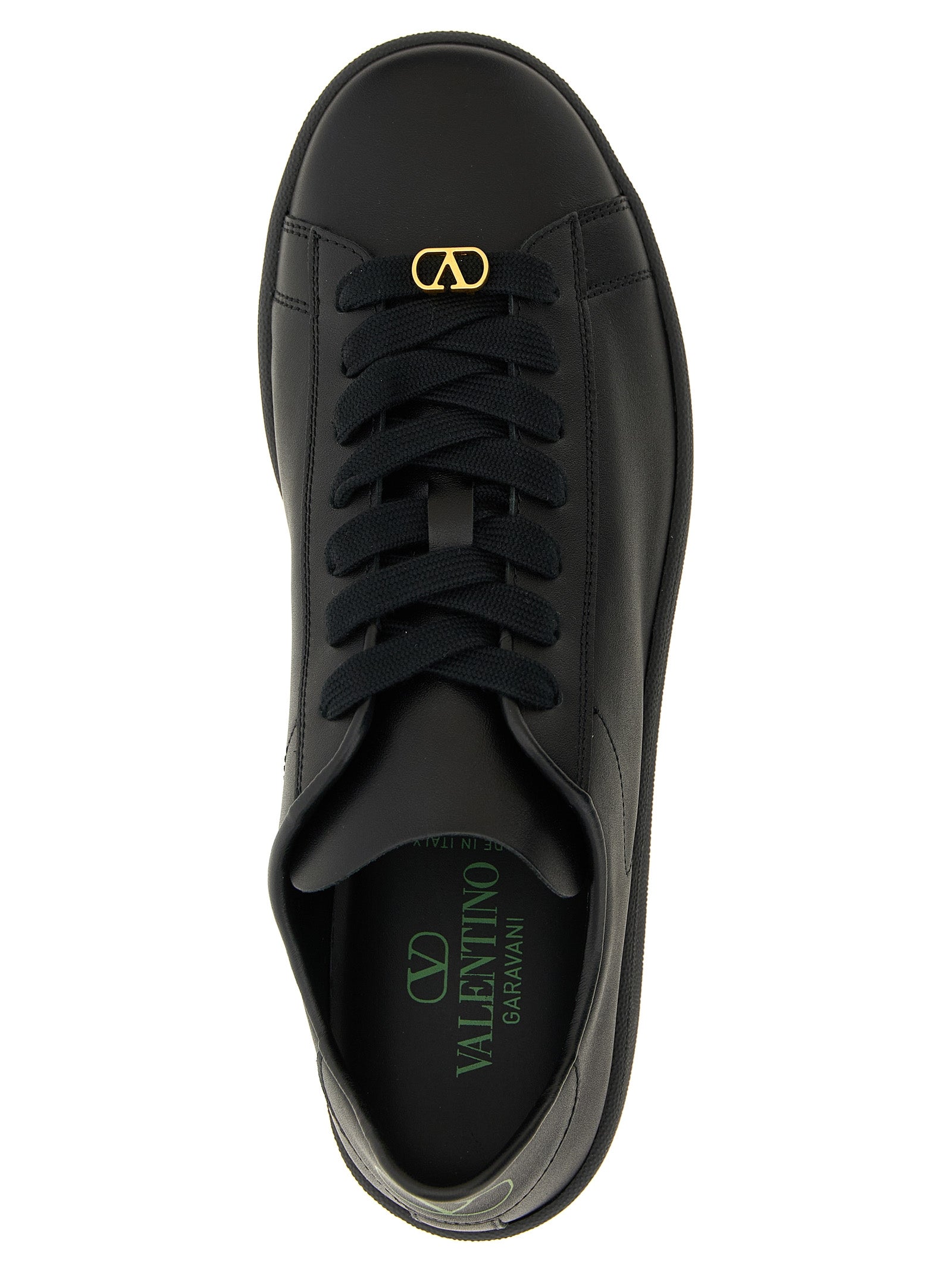 Schwarze Kalbsleder Low-Top-Sneaker