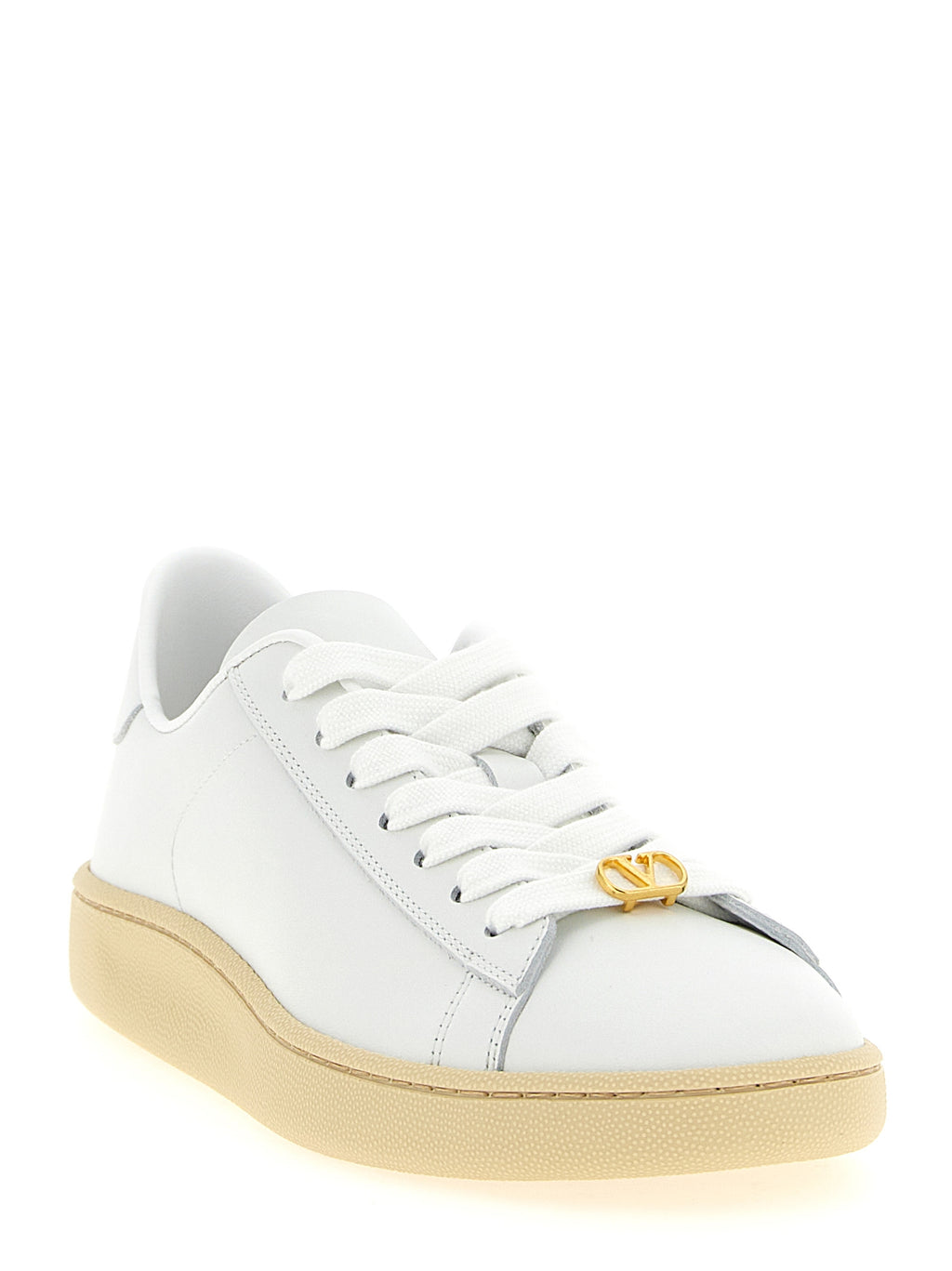 Weiße Kalbsleder Low-Top-Sneaker