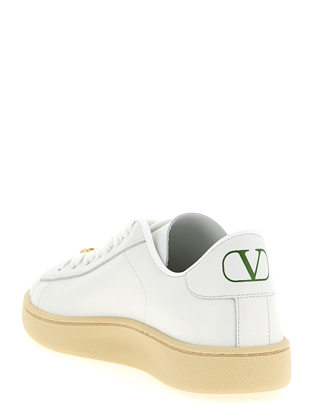 Weiße Kalbsleder Low-Top-Sneaker