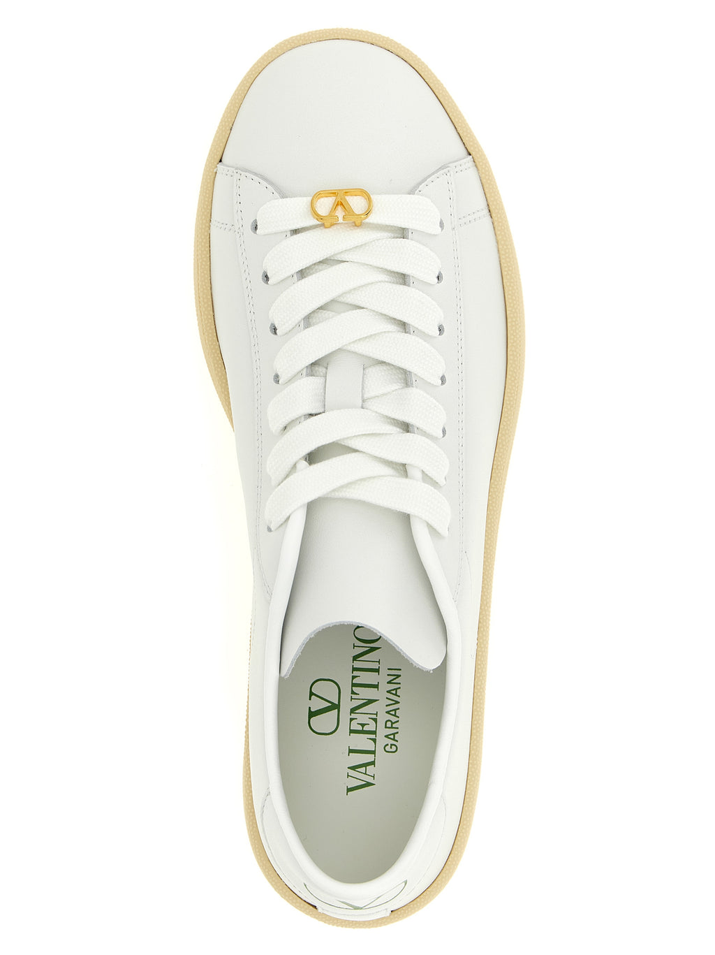 Weiße Kalbsleder Low-Top-Sneaker