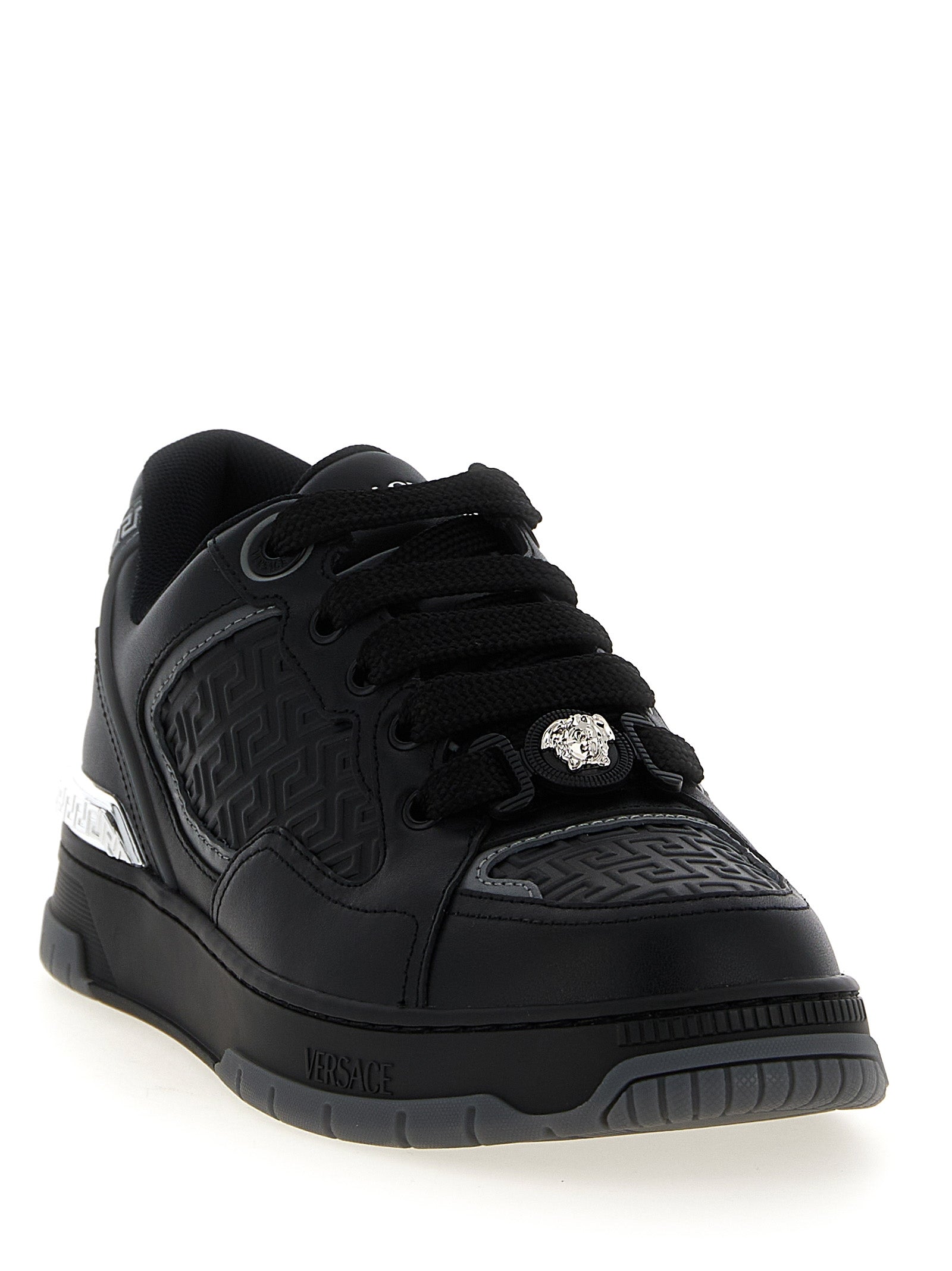 Schwarze Kalbsleder-Sneaker