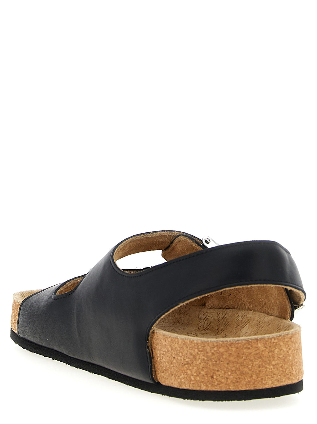 Schwarze flache Sandalen aus Leder 318341