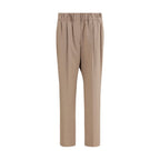 Beige Cotton Casual Pants