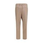 Beige Cotton Casual Pants