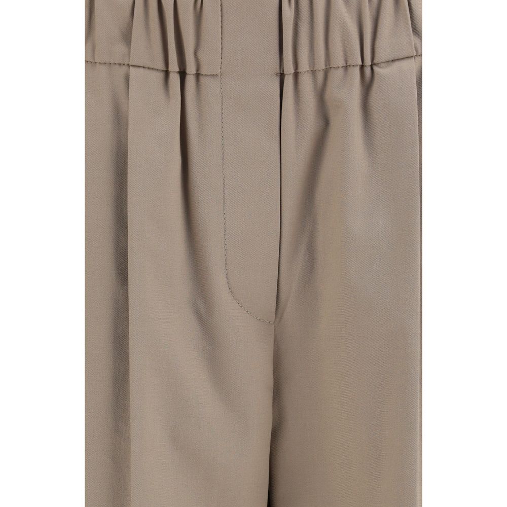 Beige Cotton Casual Pants