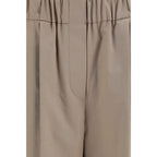 Beige Cotton Casual Pants