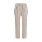 Beige Cotton Casual Pants