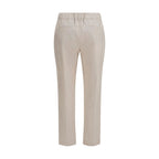 Beige Cotton Casual Pants