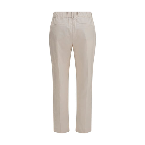 Beige Cotton Casual Pants