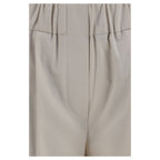 Beige Cotton Casual Pants