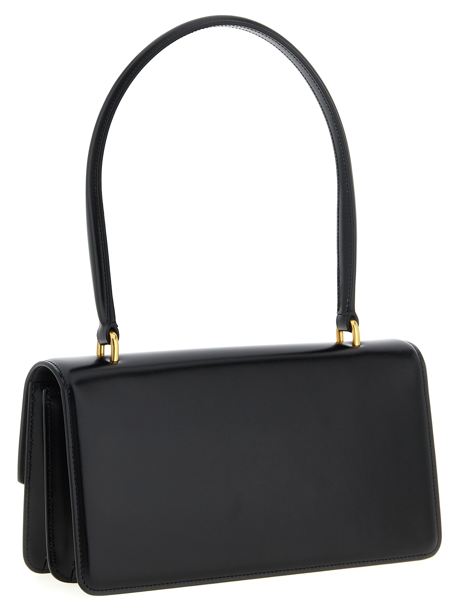 Schwarze Kalbsleder-Schultertasche