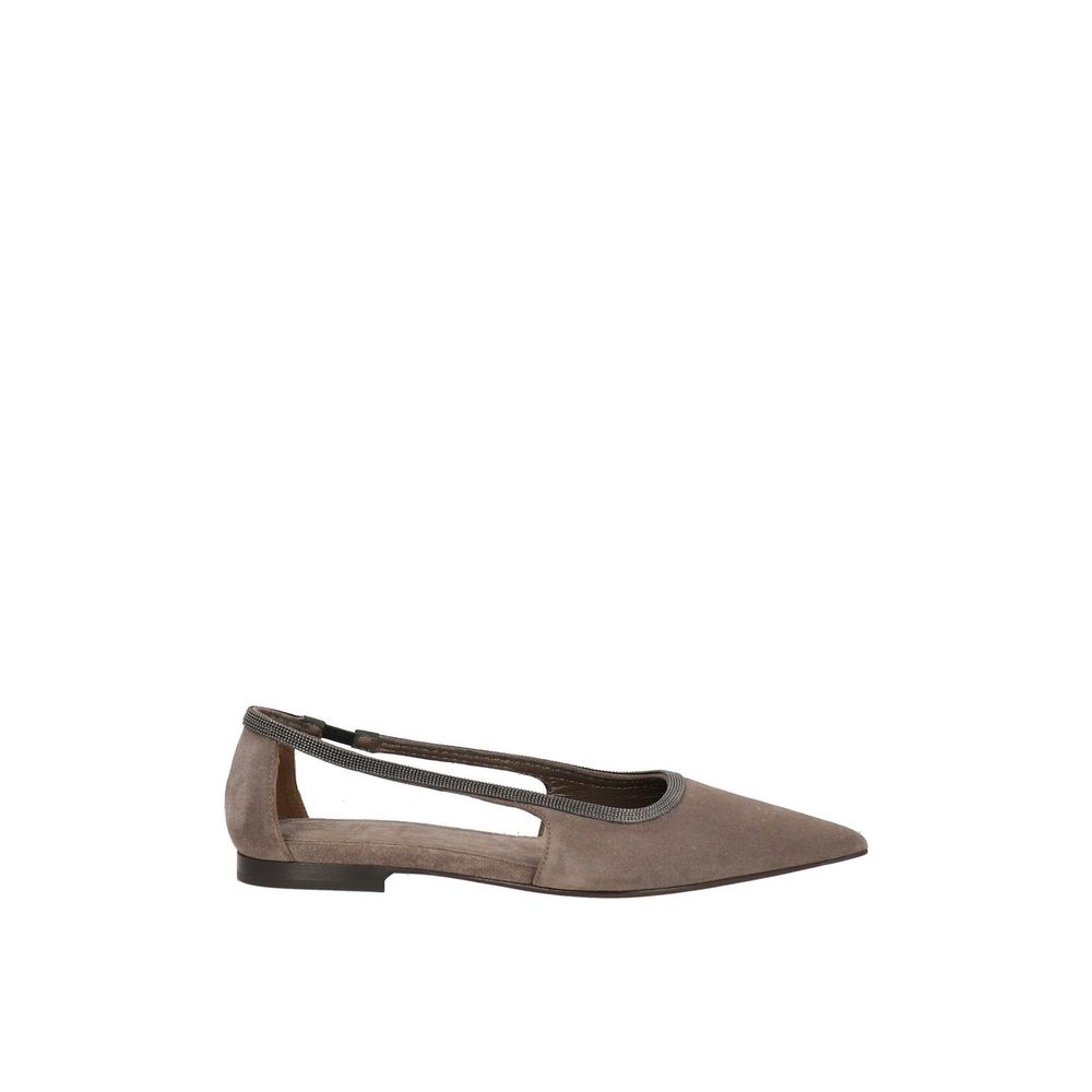 Graue Leder-Ballerinas