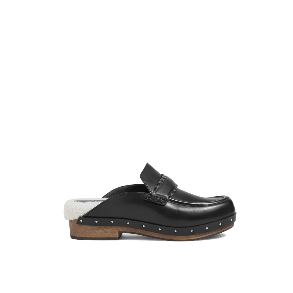 Schwarze Mules aus Leder