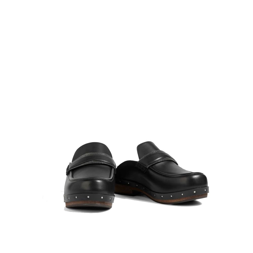 Schwarze Mules aus Leder