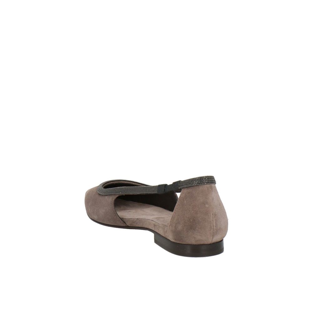 Graue Leder-Ballerinas