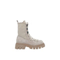 Beige Leder Schnürstiefel