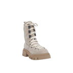 Beige Leder Schnürstiefel