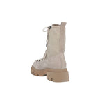 Beige Leder Schnürstiefel