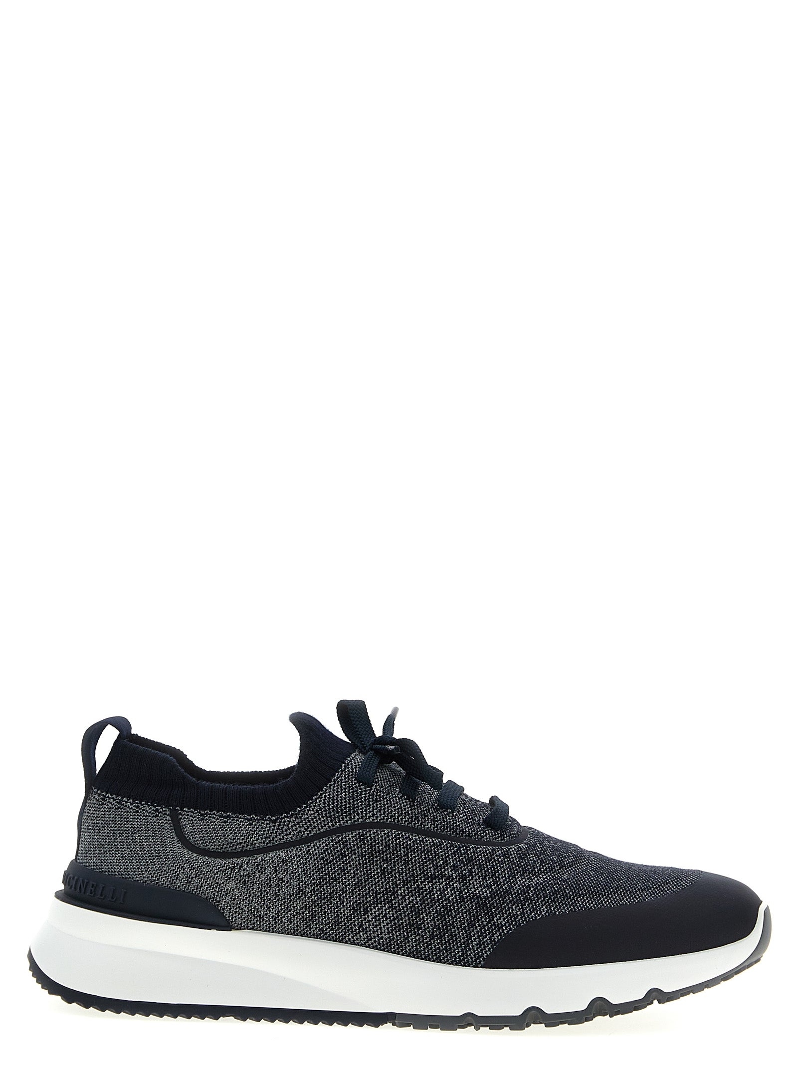 Blaue Baumwoll-Sneaker im Athletic-Stil