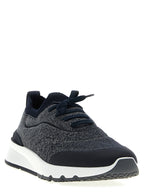 Blaue Baumwoll-Sneaker im Athletic-Stil
