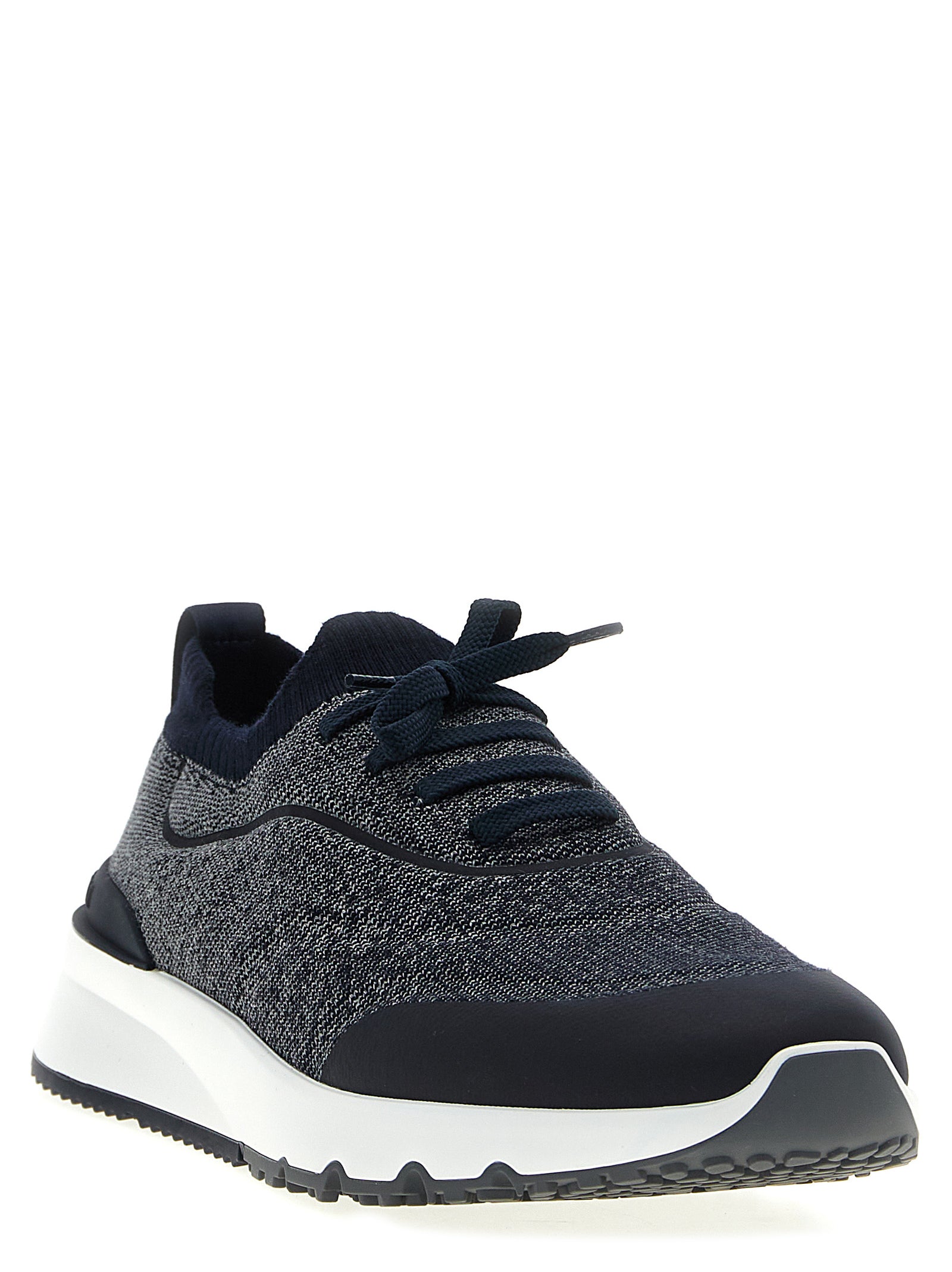 Blaue Baumwoll-Sneaker im Athletic-Stil