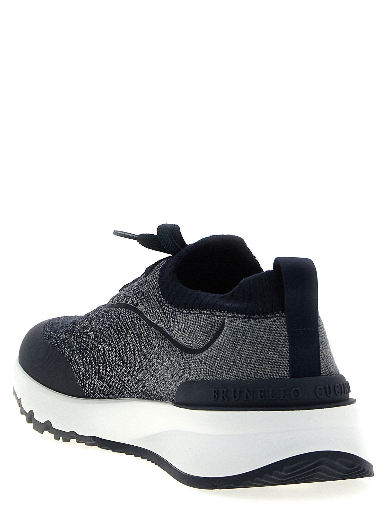 Blaue Baumwoll-Sneaker im Athletic-Stil