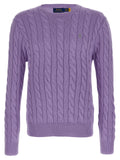 Lila Baumwollstrickjacke