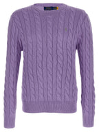 Lila Baumwollstrickjacke