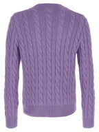 Lila Baumwollstrickjacke